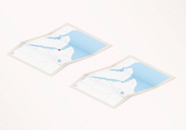 Cibuti 'nin iki katlı haritası Cibuti ülkesinin bayrağıyla ve kırmızı renklerle işaretlenmiş..