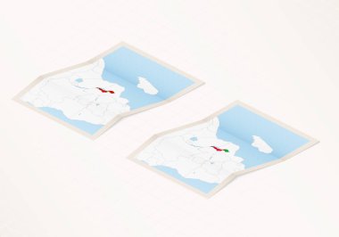 Malawi 'nin iki katlı haritası. Malawi bayrağı ve kırmızı renkli..