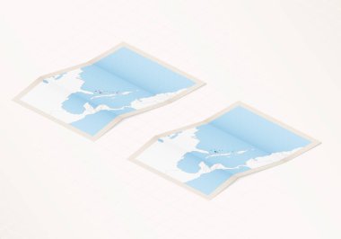 Bahamalar 'ın iki katlı haritası. Bahamalar' ın bayrağı ve kırmızı renklerle işaretlenmiş..