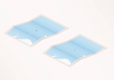 Fiji ülkesinin bayraklı ve kırmızı renkli iki adet Fiji haritası..