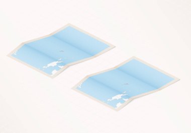 Marshall Adaları 'nın iki katlı haritasında Marshall Adaları bayrağı ve kırmızı renkli işaretler var..