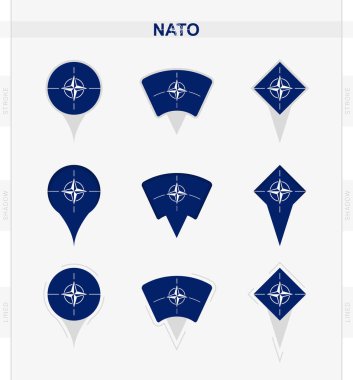 NATO bayrağı, Nato bayrağının lokasyon simgeleri seti.