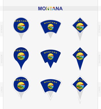 Montana bayrağı, Montana bayrağının lokasyon simgeleri..