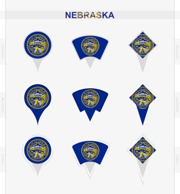 Nebraska bayrağı, Nebraska bayrağının lokasyon simgeleri seti.