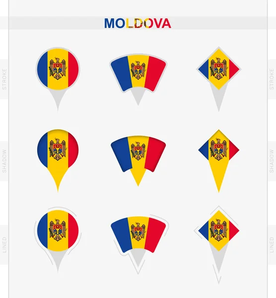 Moldova Flag Set Location Pin Icons Moldova Flag — Stock Vector