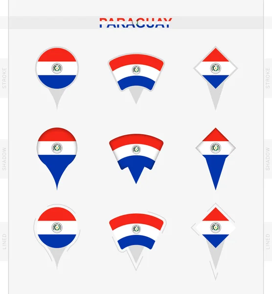 Paraguay Flag Set Location Pin Icons Paraguay Flag — Stock Vector