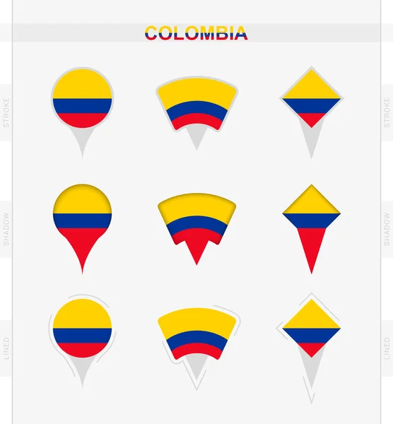 Kolumbijská Vlajka Sada Ikon Kolumbijské Vlajky — Stockový vektor