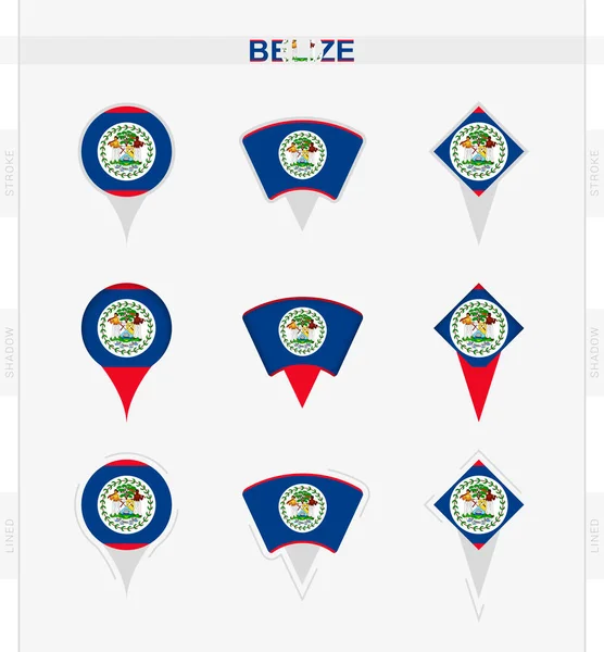 Белізький Прапор Набір Знаків Розташування Прапора Белізу — стоковий вектор