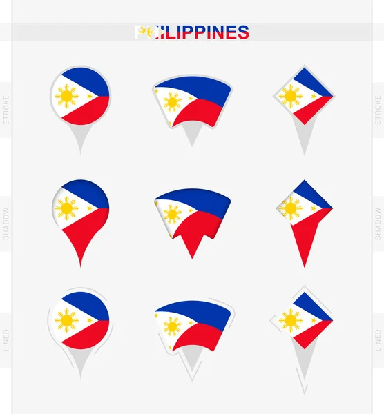 Flagge Der Philippinen Set Von Ortssymbolen Der Philippinischen Flagge — Stockvektor