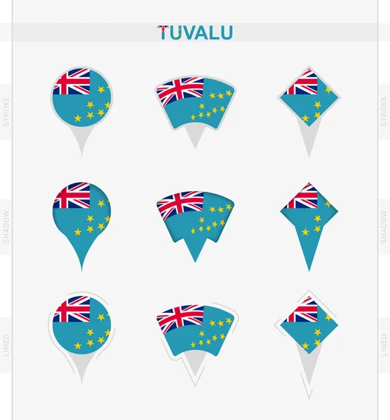 Tuvalu Flagge Eine Reihe Von Ortssymbolen Der Tuvalu Flagge — Stockvektor