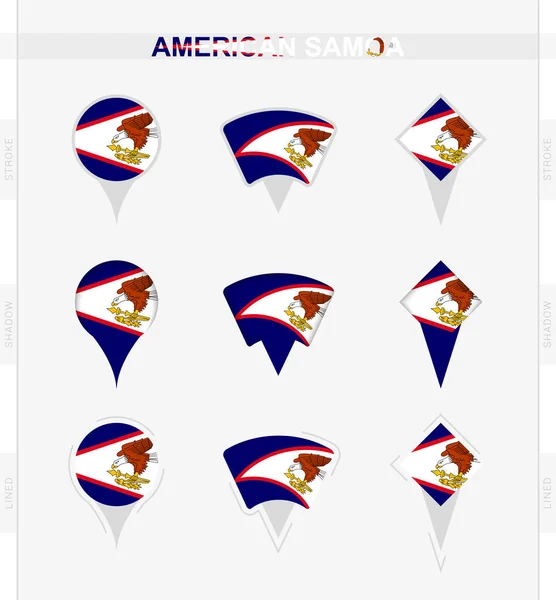 아메리칸 사모아 아메리카 사모아 국기의 위치핀 아이콘 — 스톡 벡터