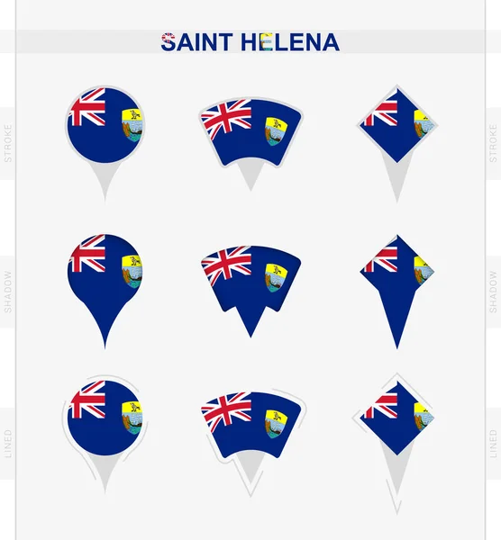 Bandeira Santa Helena Conjunto Ícones Pino Localização Bandeira Santa Helena —  Vetores de Stock