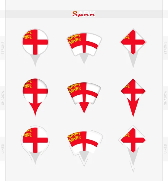Bandera Sark Conjunto Iconos Pin Ubicación Bandera Sark — Archivo Imágenes Vectoriales