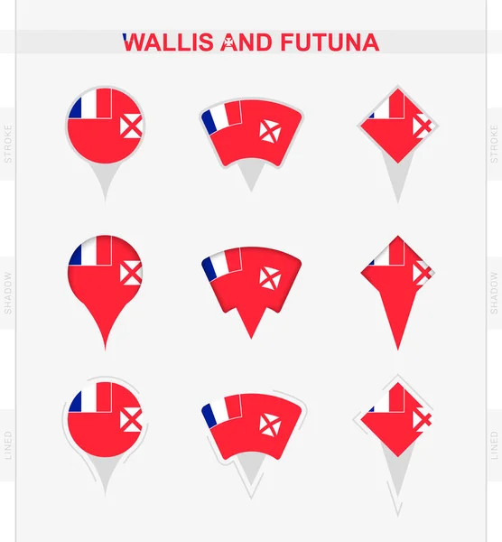 Wallis Und Futuna Flagge Set Von Ortssymbolen Der Walliser Und — Stockvektor