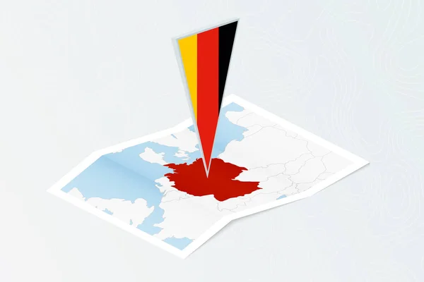 Isometrisk Papperskarta Över Tyskland Med Trekantig Tysk Flagga Isometrisk Stil — Stock vektor