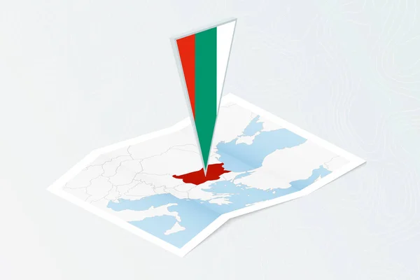 Carte Papier Isométrique Bulgarie Avec Drapeau Triangulaire Bulgarie Dans Style — Image vectorielle