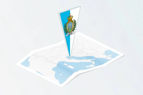 Carte Papier Isométrique Saint Marin Avec Drapeau Triangulaire Saint Marin — Image vectorielle