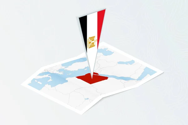 Carte Papier Isométrique Egypte Avec Drapeau Triangulaire Egypte Dans Style — Image vectorielle