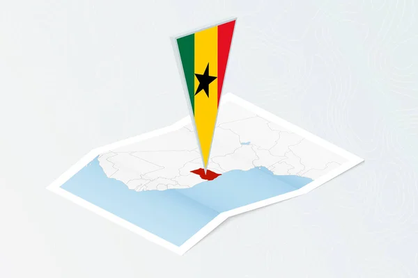 Mapa Papel Isométrico Ghana Con Bandera Triangular Ghana Estilo Isométrico — Archivo Imágenes Vectoriales