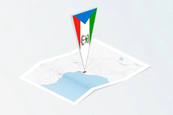 Carte Papier Isométrique Guinée Équatoriale Avec Drapeau Triangulaire Guinée Équatoriale — Image vectorielle