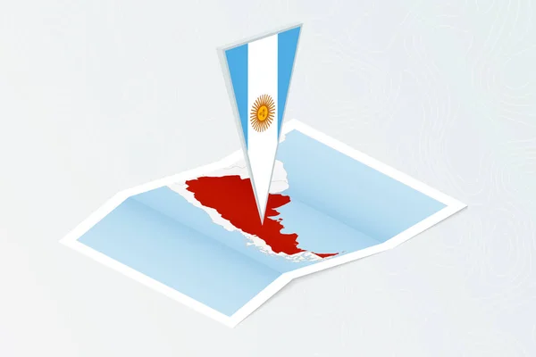 Mapa Papel Isométrico Argentina Con Bandera Triangular Argentina Estilo Isométrico — Vector de stock