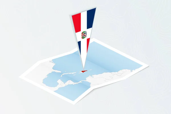 Mapa Isométrico Papel República Dominicana Con Bandera Triangular República Dominicana — Archivo Imágenes Vectoriales