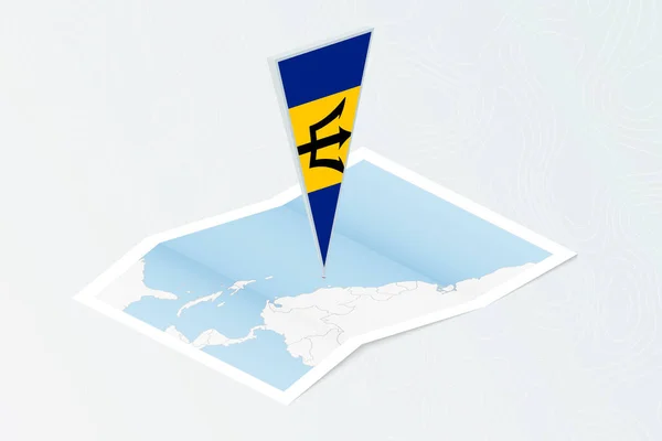 Mapa Papel Isométrico Barbados Com Bandeira Triangular Barbados Estilo Isométrico —  Vetores de Stock