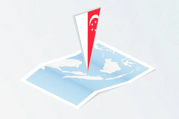 Mapa Papel Isométrico Singapura Com Bandeira Triangular Singapura Estilo Isométrico —  Vetores de Stock