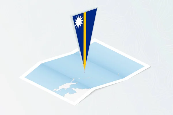 Mapa Papel Isométrico Nauru Com Bandeira Triangular Nauru Estilo Isométrico —  Vetores de Stock