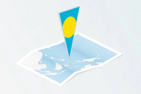 Mapa Papel Isométrico Palau Com Bandeira Triangular Palau Estilo Isométrico —  Vetores de Stock
