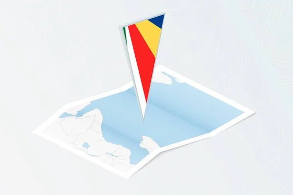 Mapa Papel Isométrico Das Seicheles Com Bandeira Triangular Das Seicheles —  Vetores de Stock