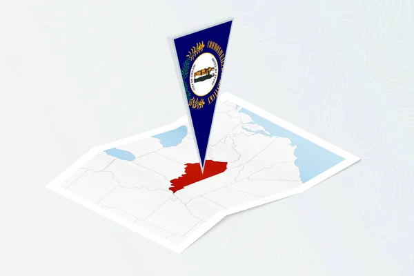 Mapa Isométrico Papel Kentucky Con Bandera Triangular Kentucky Estilo Isométrico — Archivo Imágenes Vectoriales