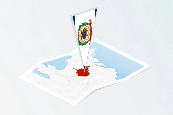 Mapa Isométrico Papel Virginia Occidental Con Bandera Triangular Virginia Occidental — Vector de stock