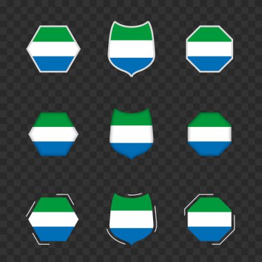 Sierra Leone 'nin koyu şeffaf arkaplan üzerindeki ulusal sembolleri, Sierra Leone' nin vektör bayrakları.