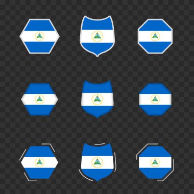 Nikaragua 'nın ulusal sembolleri koyu şeffaf arka plan, Nikaragua' nın vektör bayrakları.