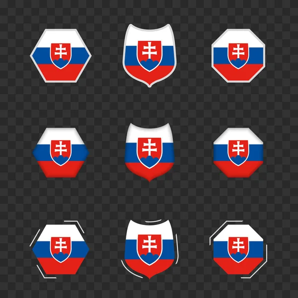 Symboles Nationaux Slovaquie Sur Fond Transparent Foncé Drapeaux Vectoriels Slovaquie — Image vectorielle