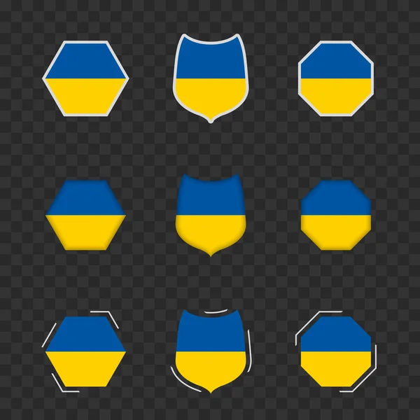 Національні Символи України Темному Прозорому Фоні Векторні Прапори України — стоковий вектор