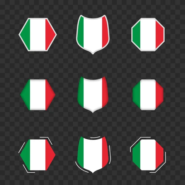 Nationalsymbole Italiens Auf Dunklem Transparentem Hintergrund Vektorfahnen Italiens — Stockvektor