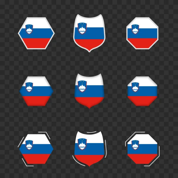 Symboles Nationaux Slovénie Sur Fond Transparent Foncé Drapeaux Vectoriels Slovénie — Image vectorielle