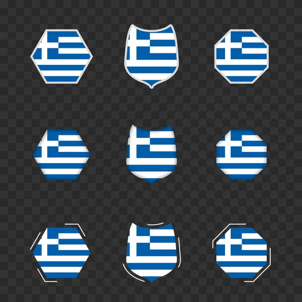 Symboles Nationaux Grèce Sur Fond Transparent Foncé Drapeaux Vectoriels Grèce — Image vectorielle