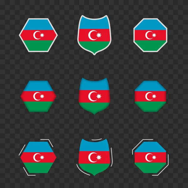 National Symbols Azerbaijan Dark Transparent Background Vector Flags Azerbaijan — Stock Vector