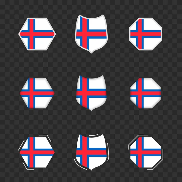 Національні Символи Фарерських Островів Темному Прозорому Тлі Векторні Прапори Фарерських — стоковий вектор