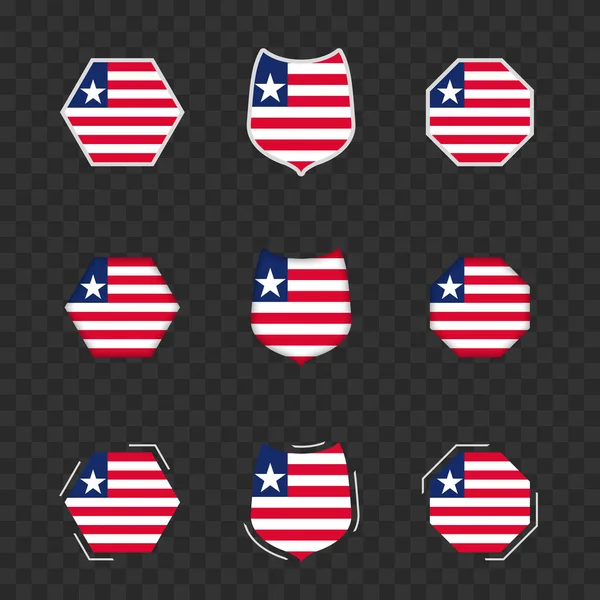 Symboles Nationaux Libéria Sur Fond Transparent Foncé Drapeaux Vectoriels Libéria — Image vectorielle