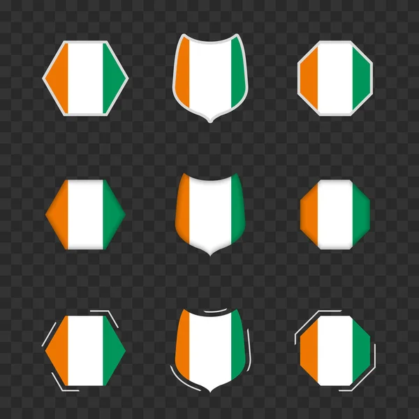 Symboles Nationaux Côte Ivoire Sur Fond Transparent Foncé Drapeaux Vectoriels — Image vectorielle
