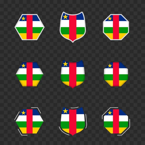 Simboli Nazionali Della Repubblica Centrafricana Sfondo Scuro Trasparente Bandiere Vettoriali — Vettoriale Stock