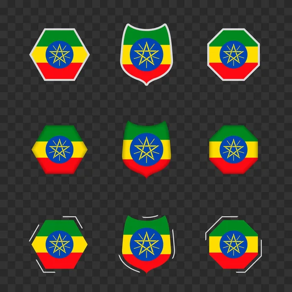 National Symbols Ethiopia Dark Transparent Background Vector Flags Ethiopia — Stock Vector