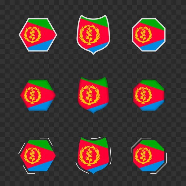 Symboles Nationaux Érythrée Sur Fond Transparent Foncé Drapeaux Vectoriels Érythrée — Image vectorielle