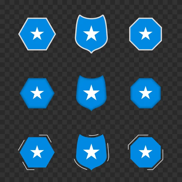 Národní Symboly Somálska Tmavém Průhledném Pozadí Vektorové Vlajky Somálska — Stockový vektor