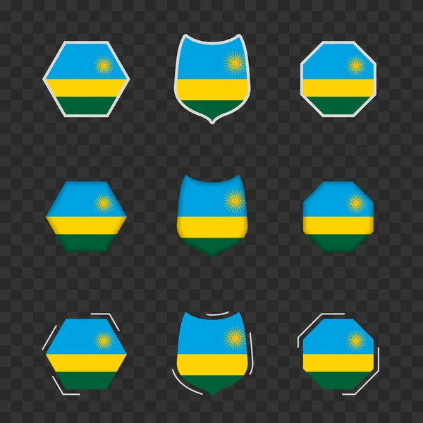 Національні Символи Руанди Темному Прозорому Тлі Векторні Прапори Руанди — стоковий вектор