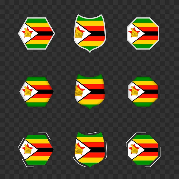 Symboles Nationaux Zimbabwe Sur Fond Transparent Foncé Drapeaux Vectoriels Zimbabwe — Image vectorielle